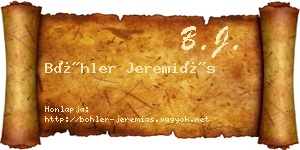 Böhler Jeremiás névjegykártya